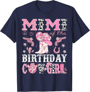 Mimi Of The Birthday Cow-Girl Pink Disco Rodeo Western T-Shirt - T-Shirt | Navy