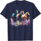 Horses Flowers Wild Mane Boho Western Southern Cowgirl T-Shirt - T-Shirt | Navy