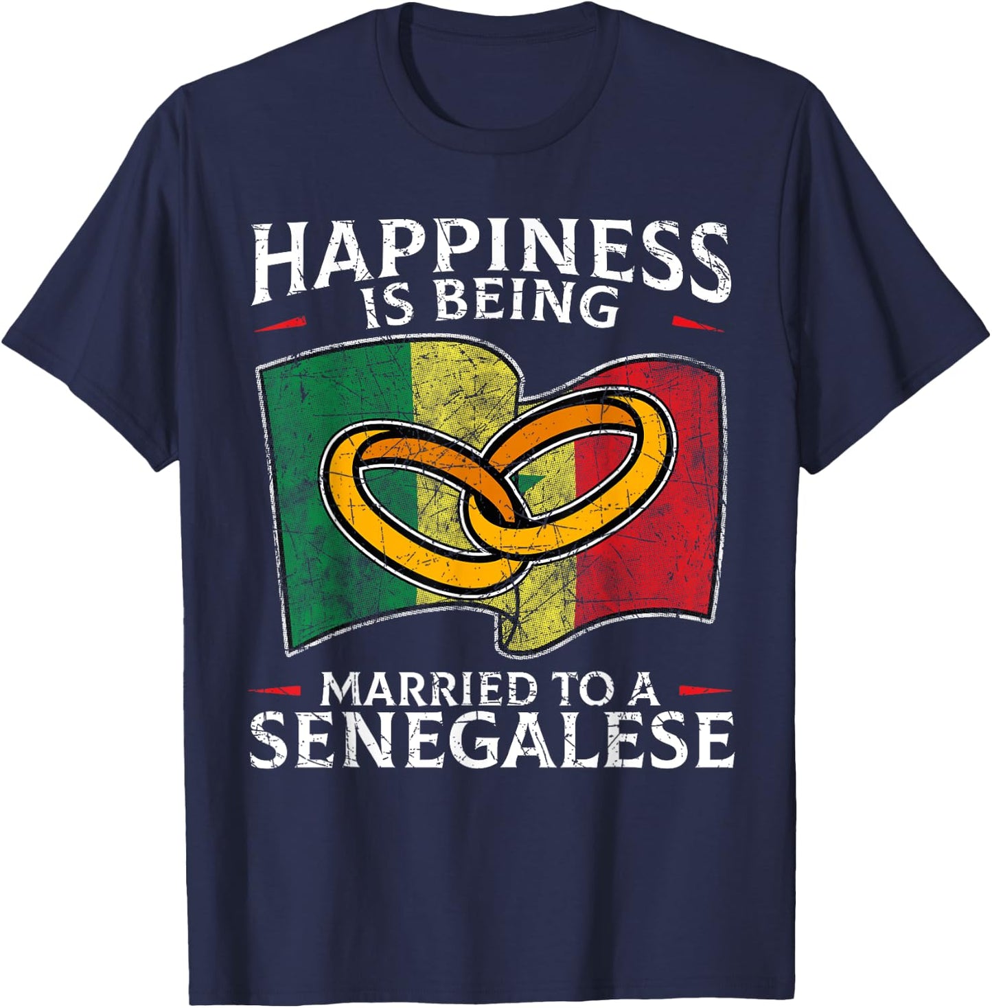 Senegalese Wedding Republic of Senegal Roots Flag Married T-Shirt - T-Shirt | Navy
