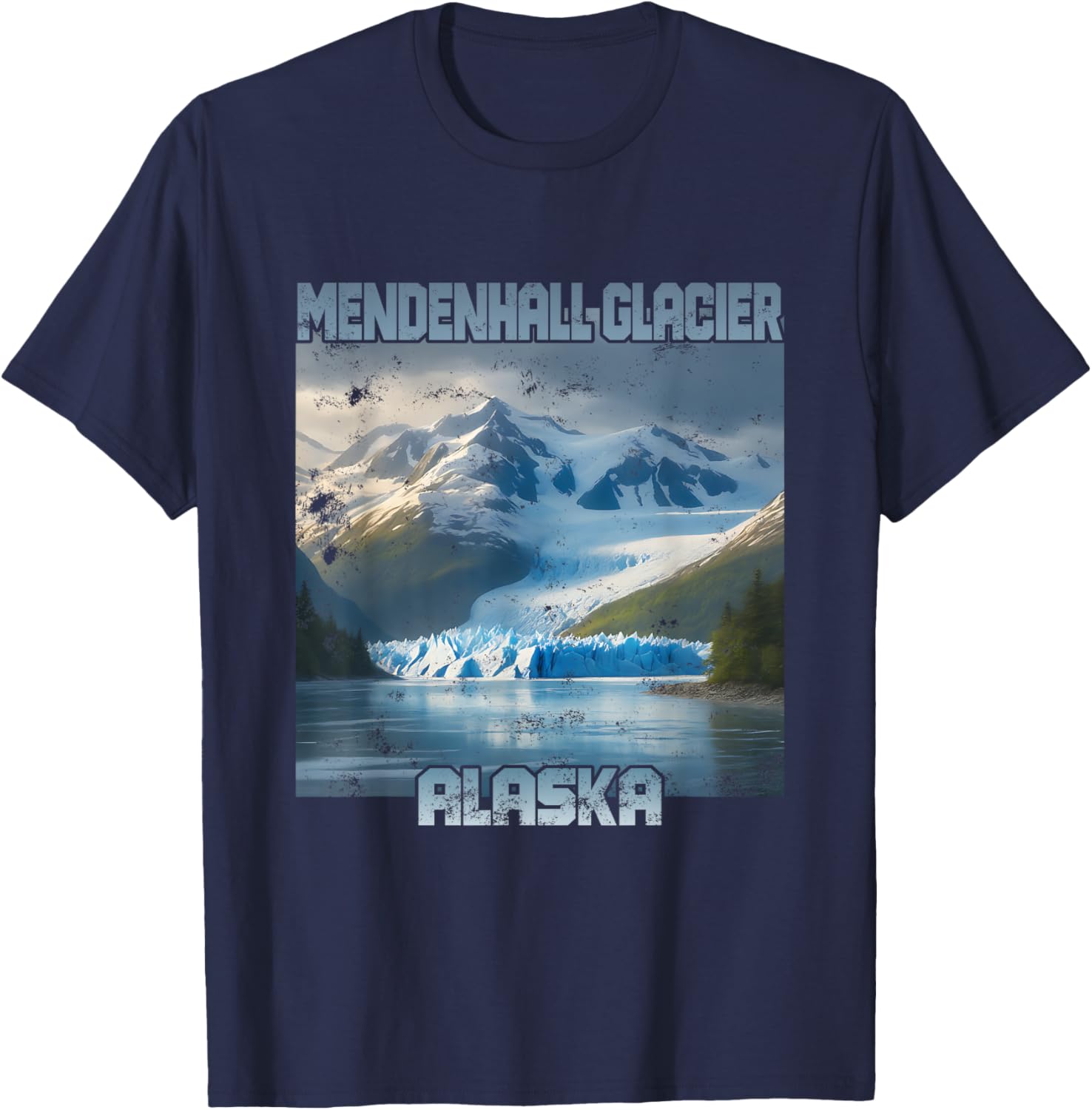 Vintage Mendenhall Glacier Alaska T-Shirt - T-Shirt | Navy