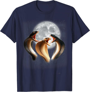 3 King Cobra Snakes Howling At The Moon Funny Venom Snake T-Shirt - T-Shirt | Navy