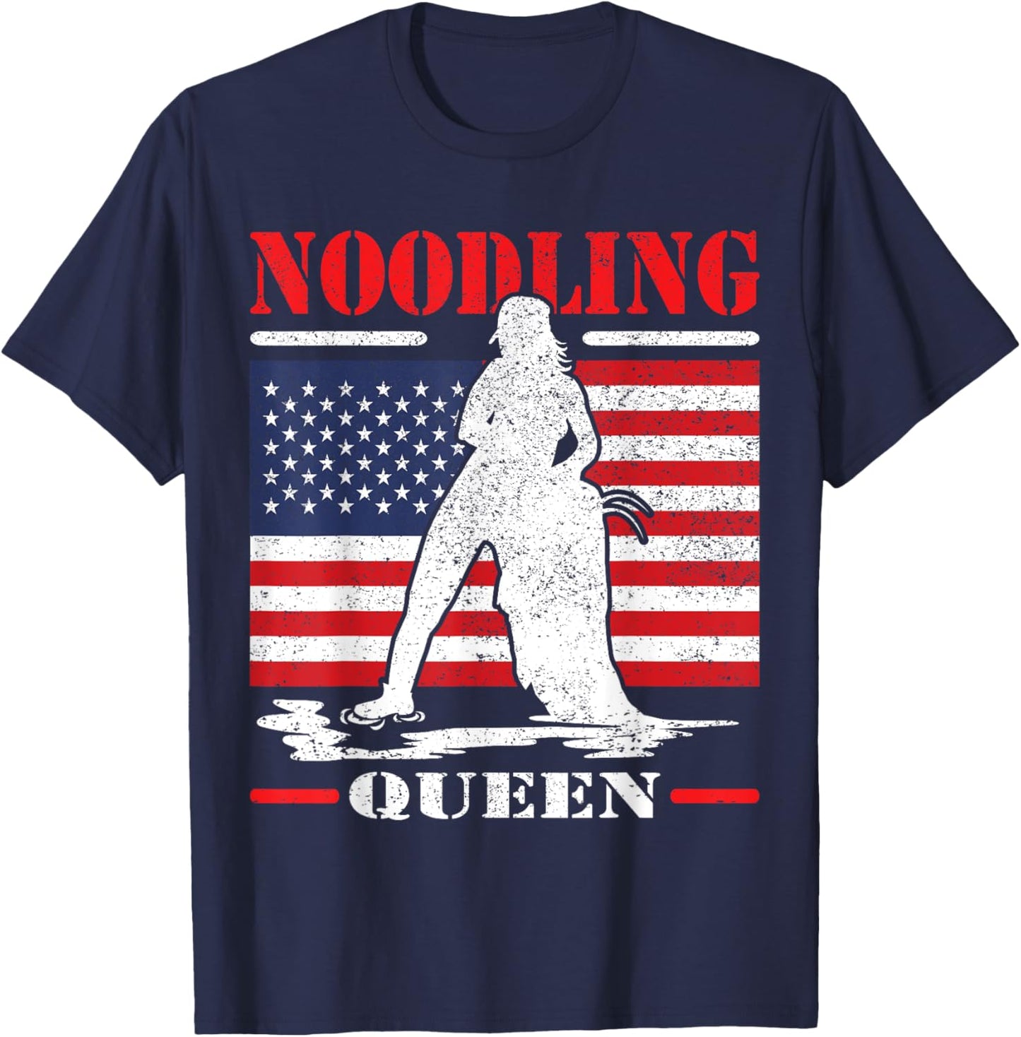 Noodling Queen like fishing but needs skill noodling T-Shirt - T-Shirt | Navy