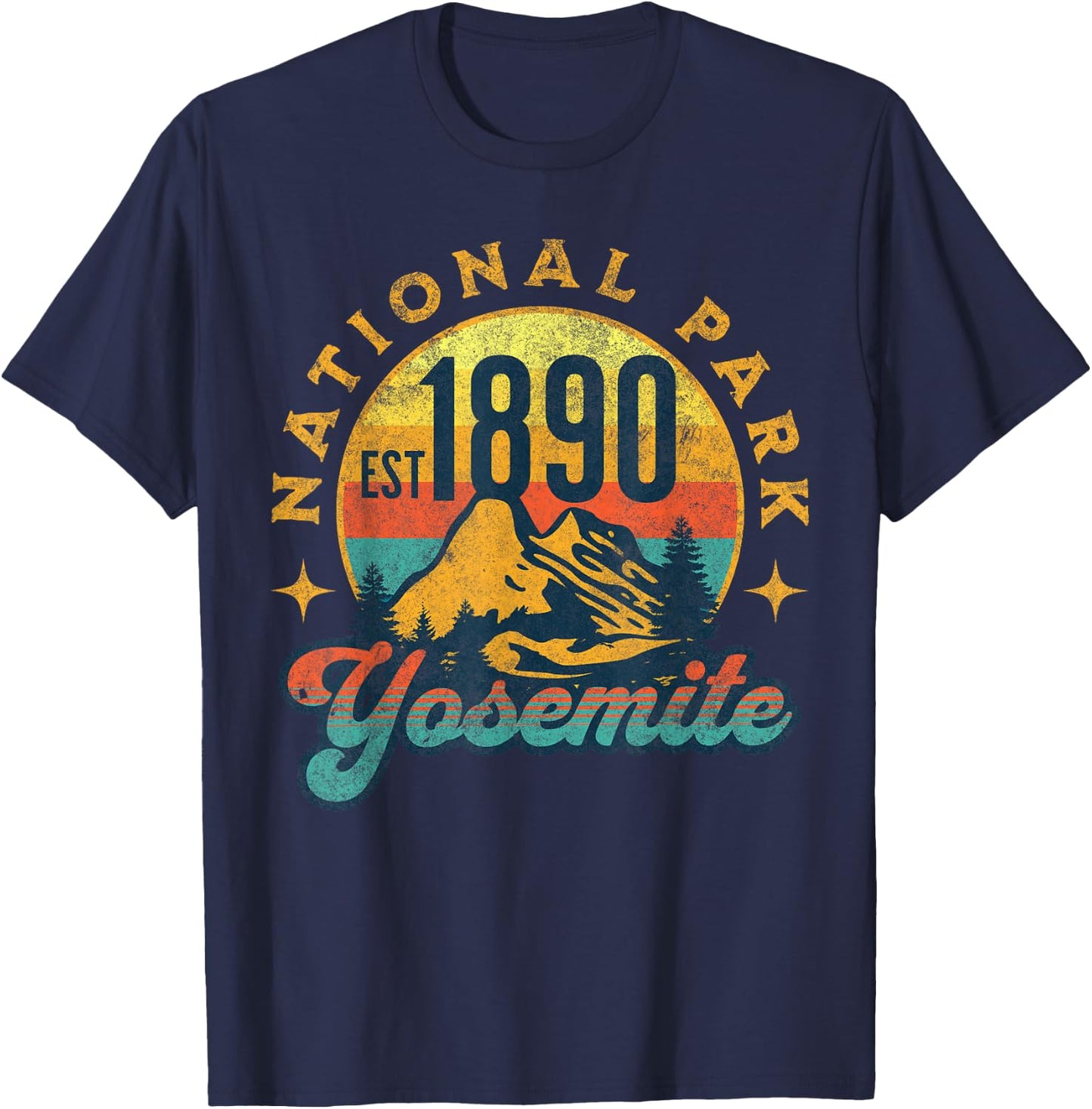 Yosemite California Nature Mountains Hiking Outdoors Vintage T-Shirt - T-Shirt | Navy