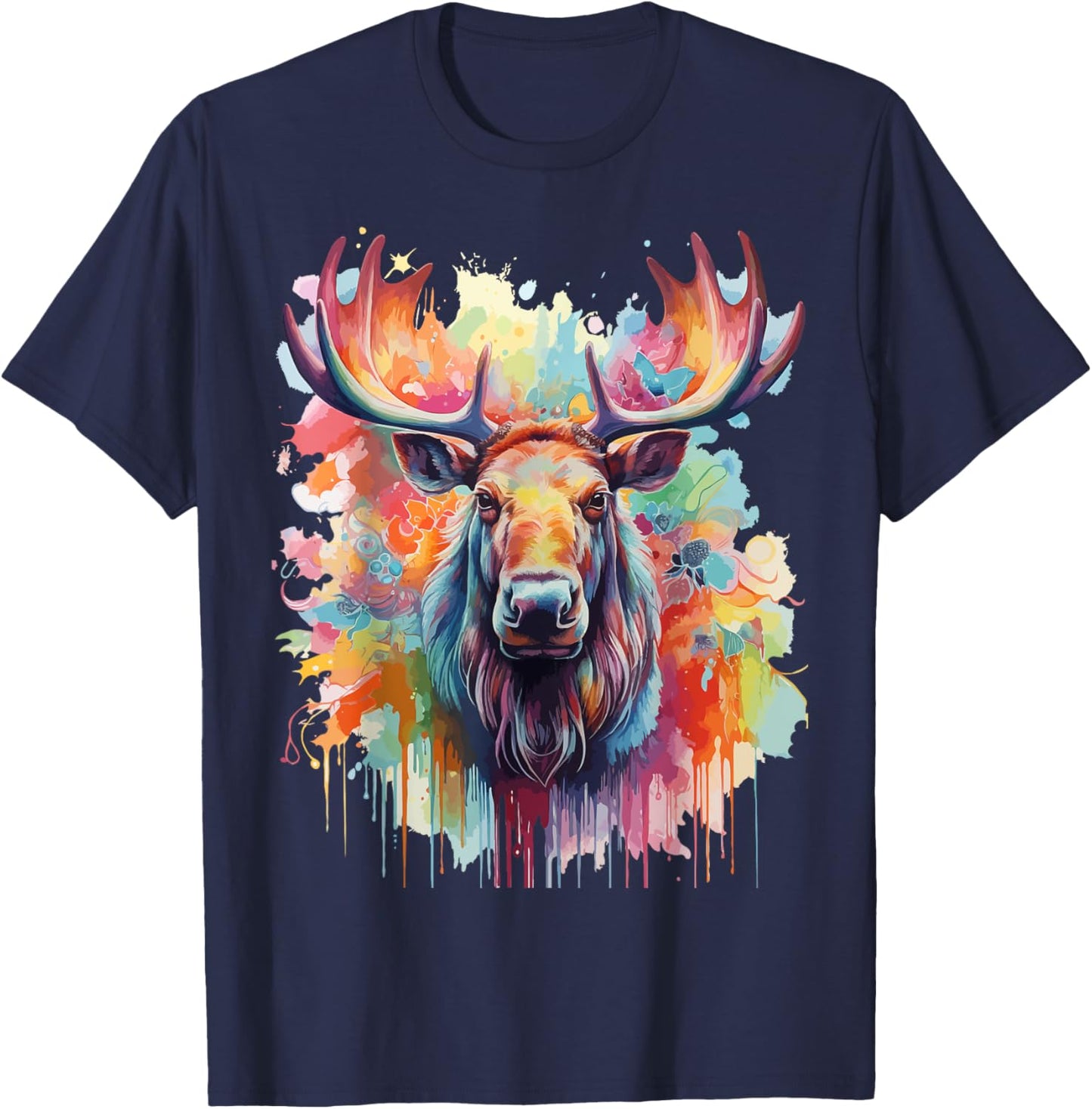 Pop Art Moose Lovers Design Funny Moose T-Shirt - T-Shirt | Navy