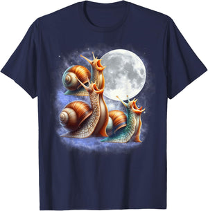 Three Snails Moon Funny Snail Howling Wolfs Moon Parody T-Shirt - T-Shirt | Navy