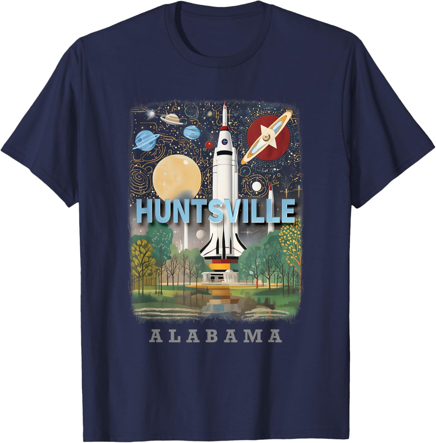Huntsville Alabama AL Rocket City SD922 T-Shirt - T-Shirt | Navy