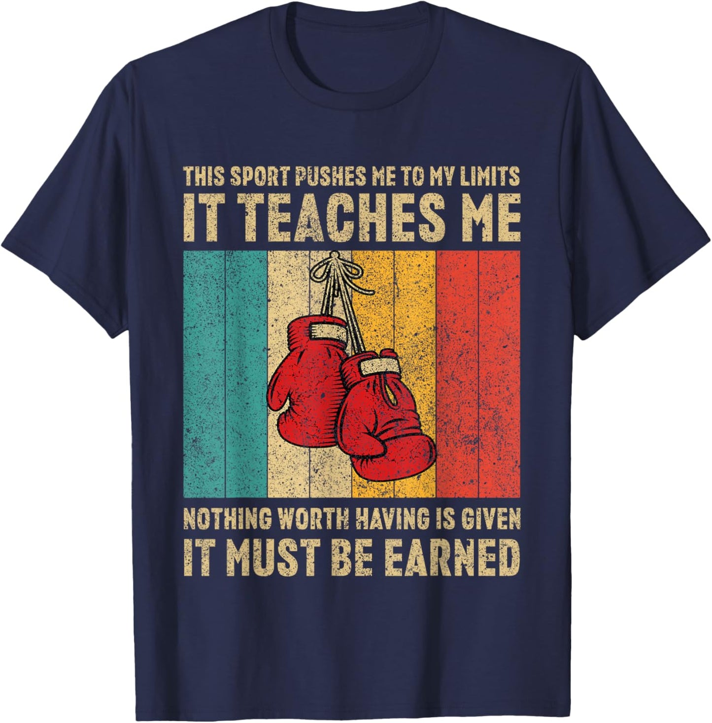 Never Underestimate A Grandpa With Boxing Gloves Boxing T-Shirt - T-Shirt | Navy