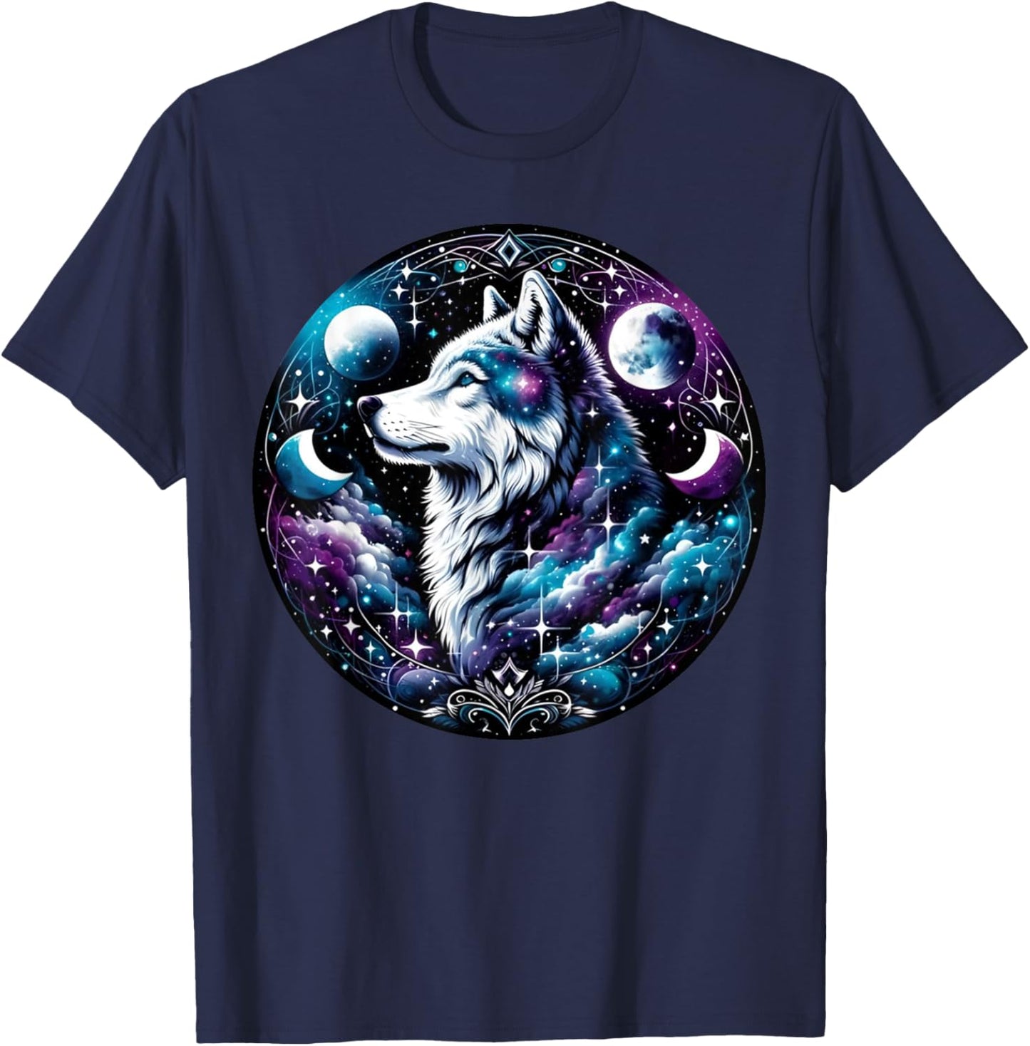 Wolf Celestial Dream Night Howling Moon Funny Wolves Lover T-Shirt - T-Shirt | Navy