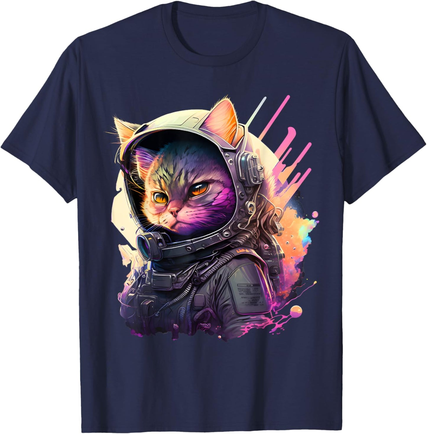 catstronaut Hero Universe Space Cat Astronaut With Spacesuit T-Shirt - T-Shirt | Navy