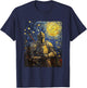 Knight Medieval Van Gogh Style Starry Night Graphic T-Shirt - T-Shirt | Navy