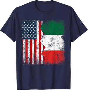 Italian Roots | Half American Flags | America Italy Vintage T-Shirt - T-Shirt | Navy