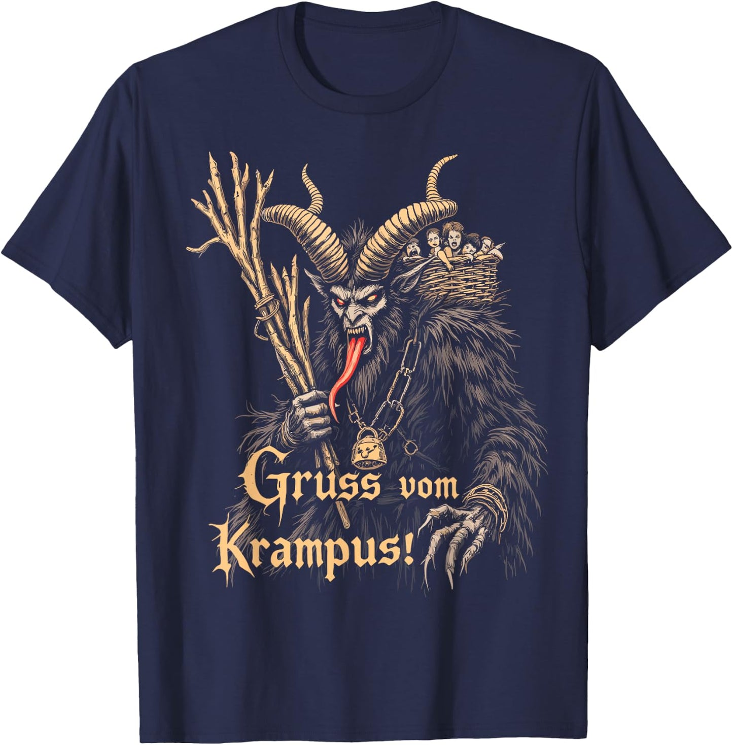 Gruss Vom Krampus Christmas Eve Naughty Kids Xmas Party T-Shirt - T-Shirt | Navy