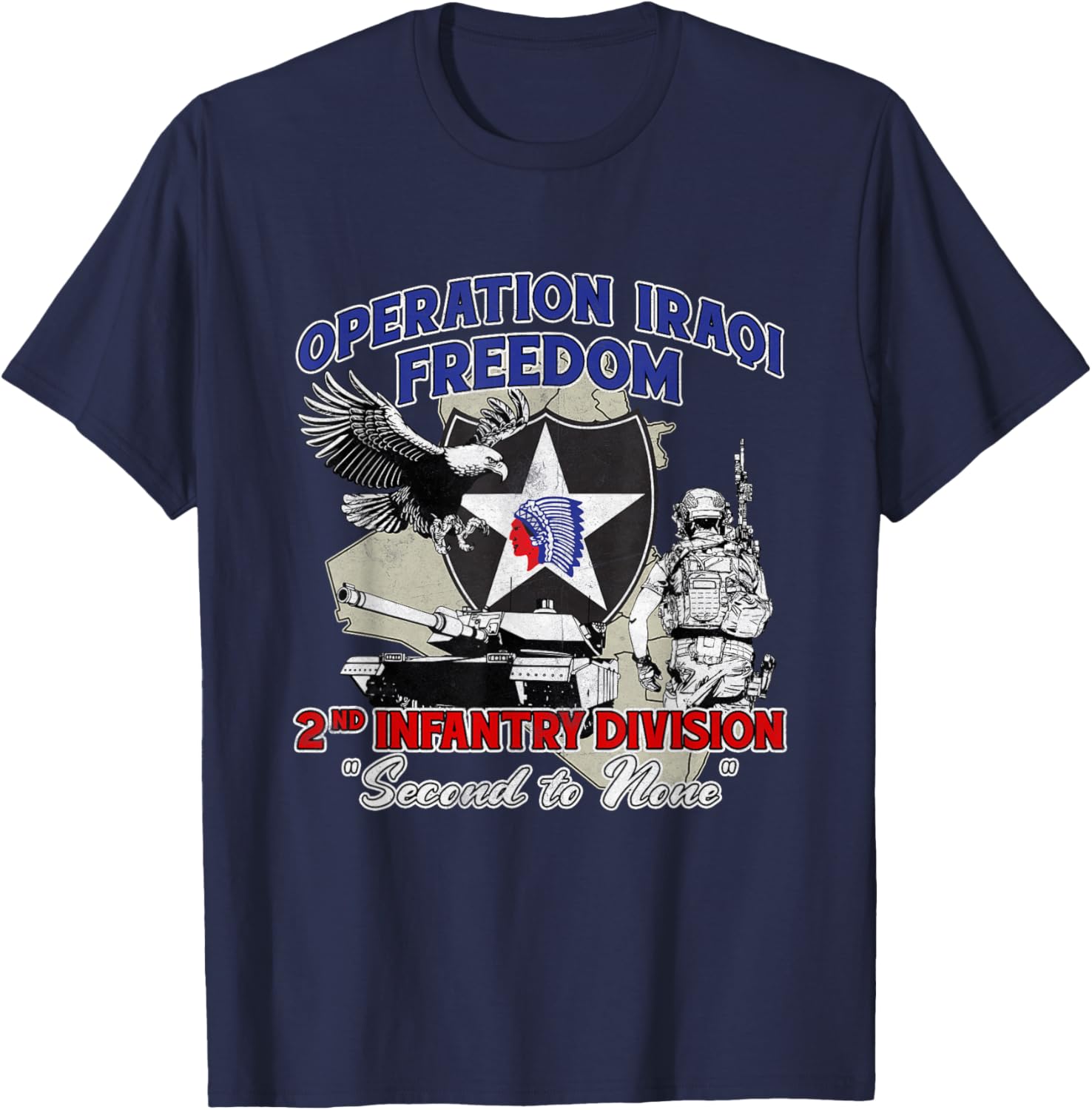2nd Infantry Division - Operation Iraqi Freedom OIF Veteran T-Shirt - T-Shirt | Navy