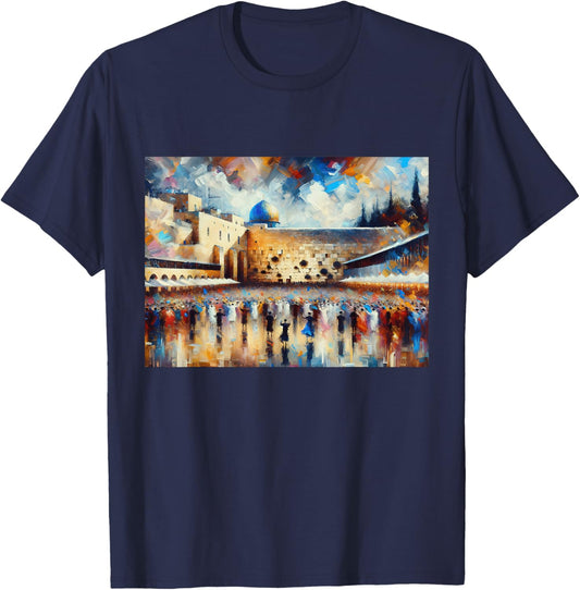 Kotel Painting jerusalem City Western Wall Wailing Wall T-Shirt - T-Shirt | Navy