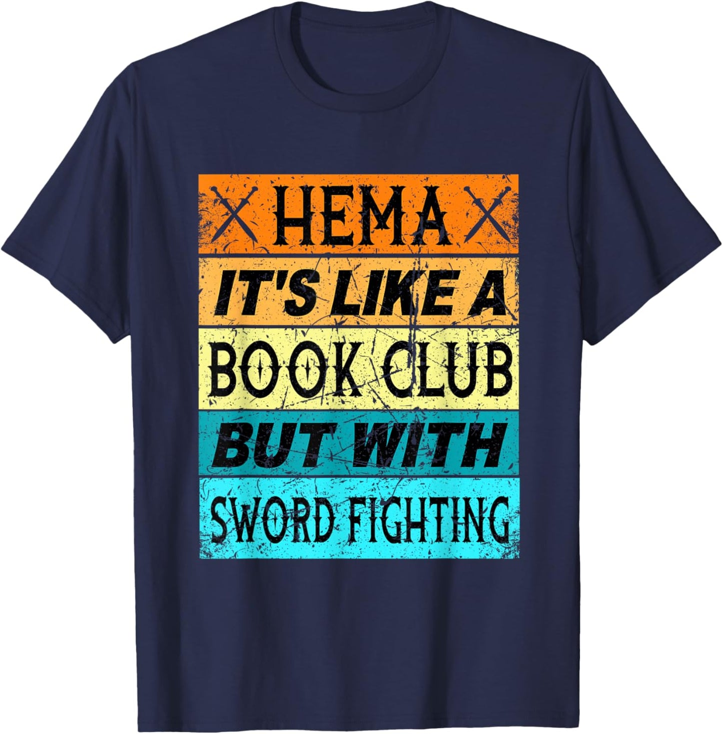 Retro Hema Shirt Sword Fighting Shirt Swordfighting Short T-Shirt - T-Shirt | Navy