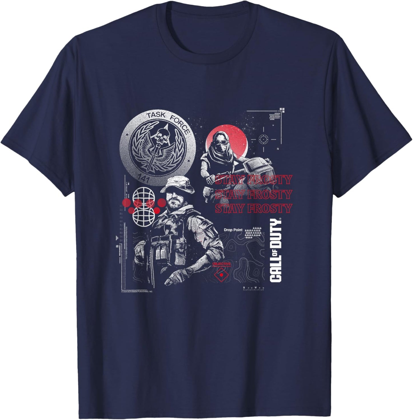 Call of Duty Task Force 141 Stay Frosty Black Men's -Adults Short Sleeve T-Shirt - T-Shirt | Navy