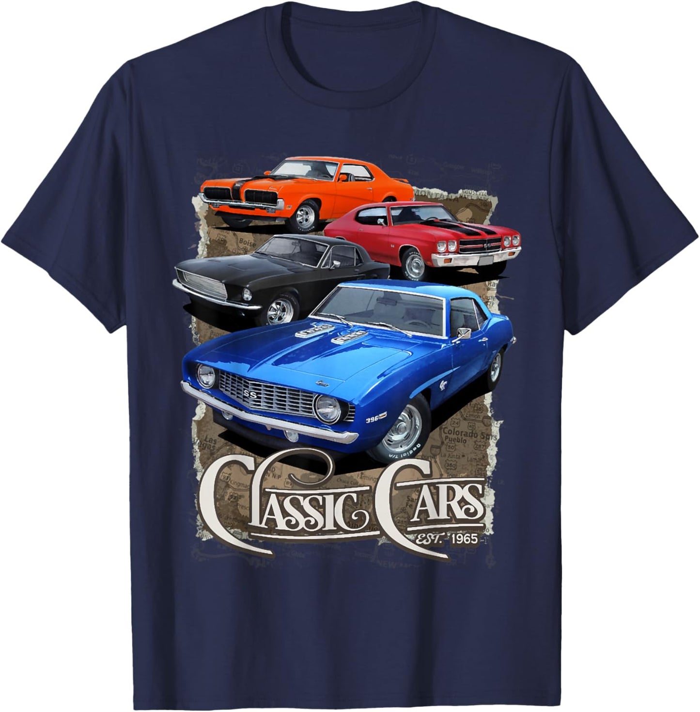 1968 67 68 69 Mercury Cougar , chevelle nova ss classic car T-Shirt - T-Shirt | Navy