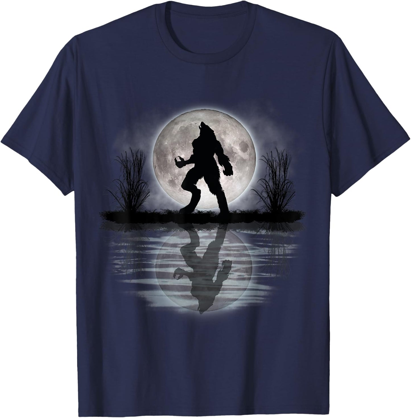 Werewolf Under A Full Moon Howling Scary T-Shirt - T-Shirt | Navy