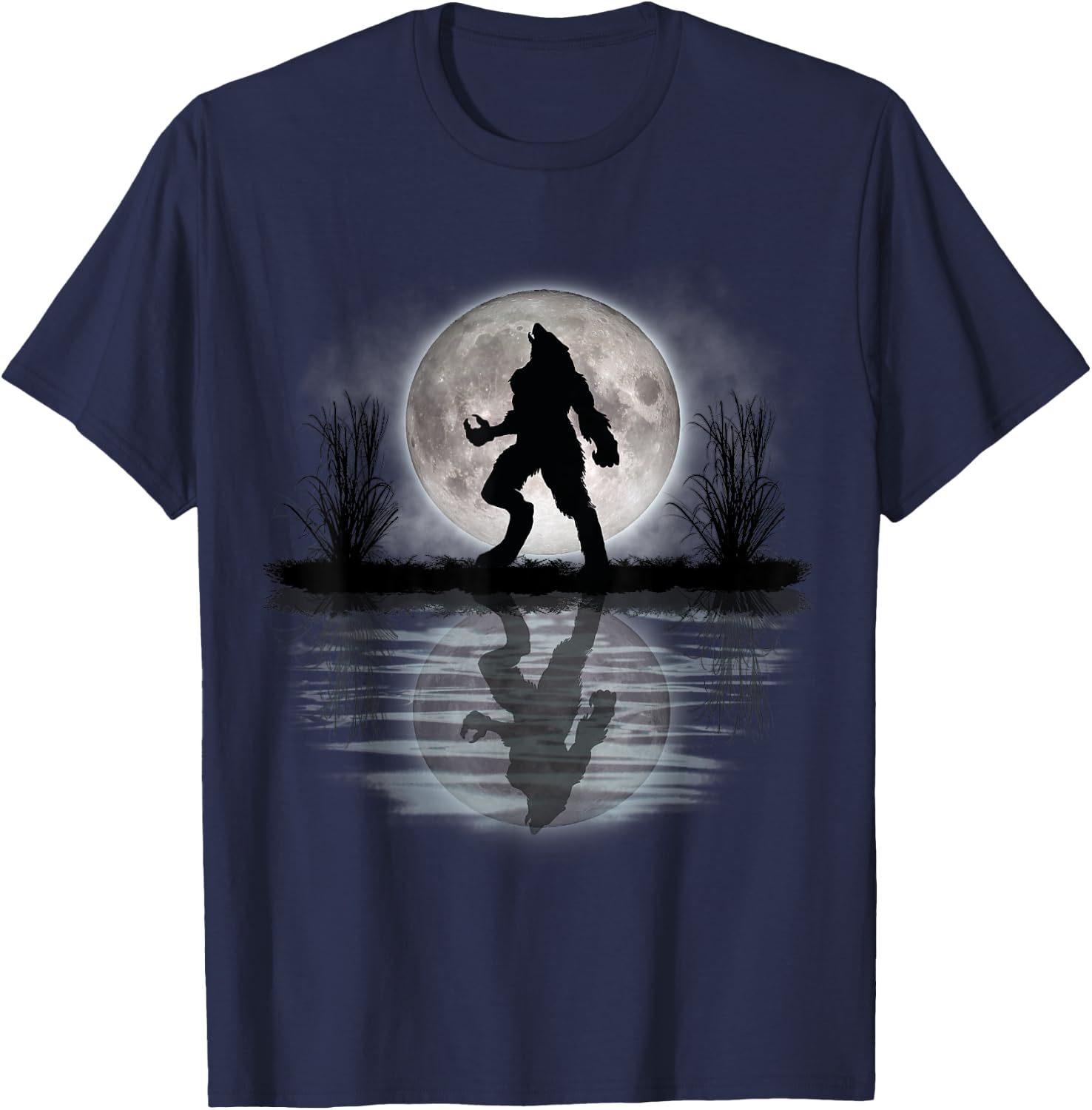 Werewolf Under A Full Moon Howling Scary T-Shirt - T-Shirt | Navy