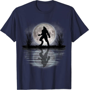Werewolf Under A Full Moon Howling Scary T-Shirt - T-Shirt | Navy