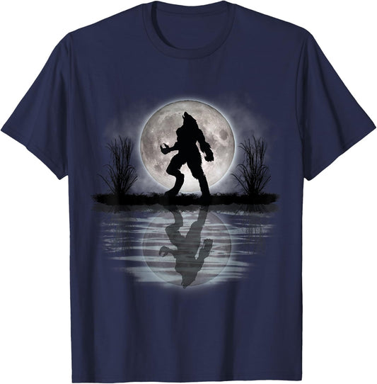 Werewolf Under A Full Moon Howling Scary T-Shirt - T-Shirt | Navy