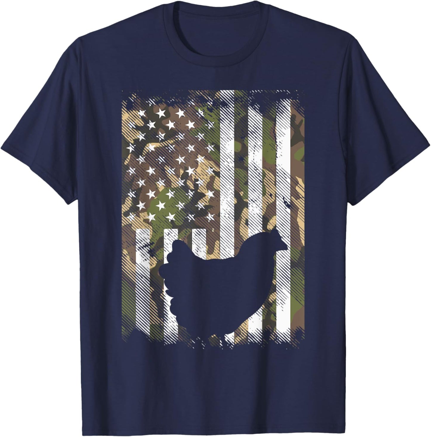 Camo Flag Chicken Vintage Farm Animal Patriotic Farmer Gift T-Shirt - T-Shirt | Navy