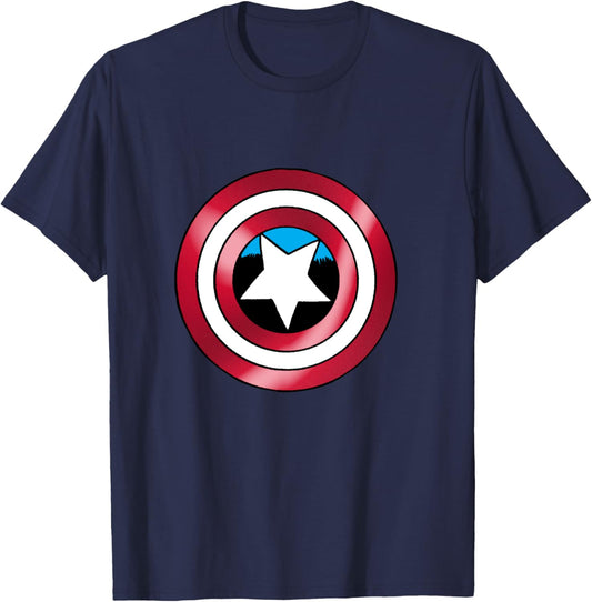 Marvel Comics Retro Classic Captain America Shield Chest T-Shirt - T-Shirt | Navy