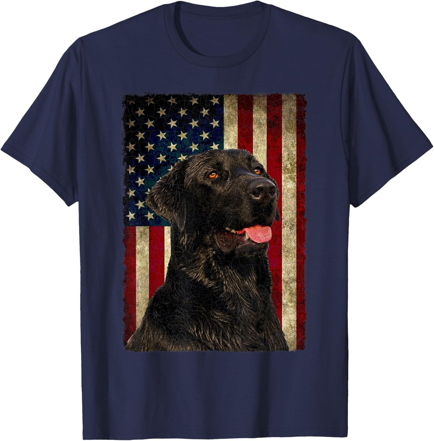 Black Labrador T Shirt Gift USA Flag Lab Owner Duck Hunter T-Shirt - T-Shirt | Navy