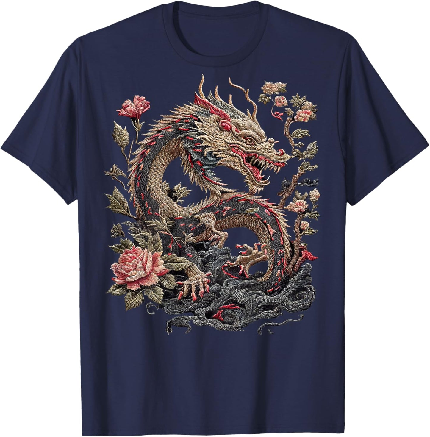 Drachen Streetwear Aesthetic Retro Mode Dragon Damen Herren T-Shirt - T-Shirt | Navy