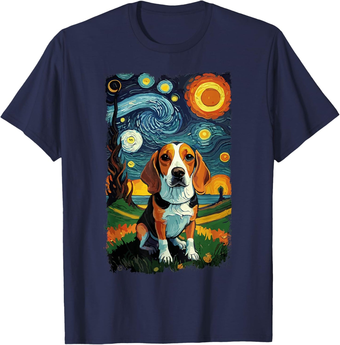 Vintage Gemaltes Design Hunde Shirt Beagle Besitzer T-Shirt - T-Shirt | Navy