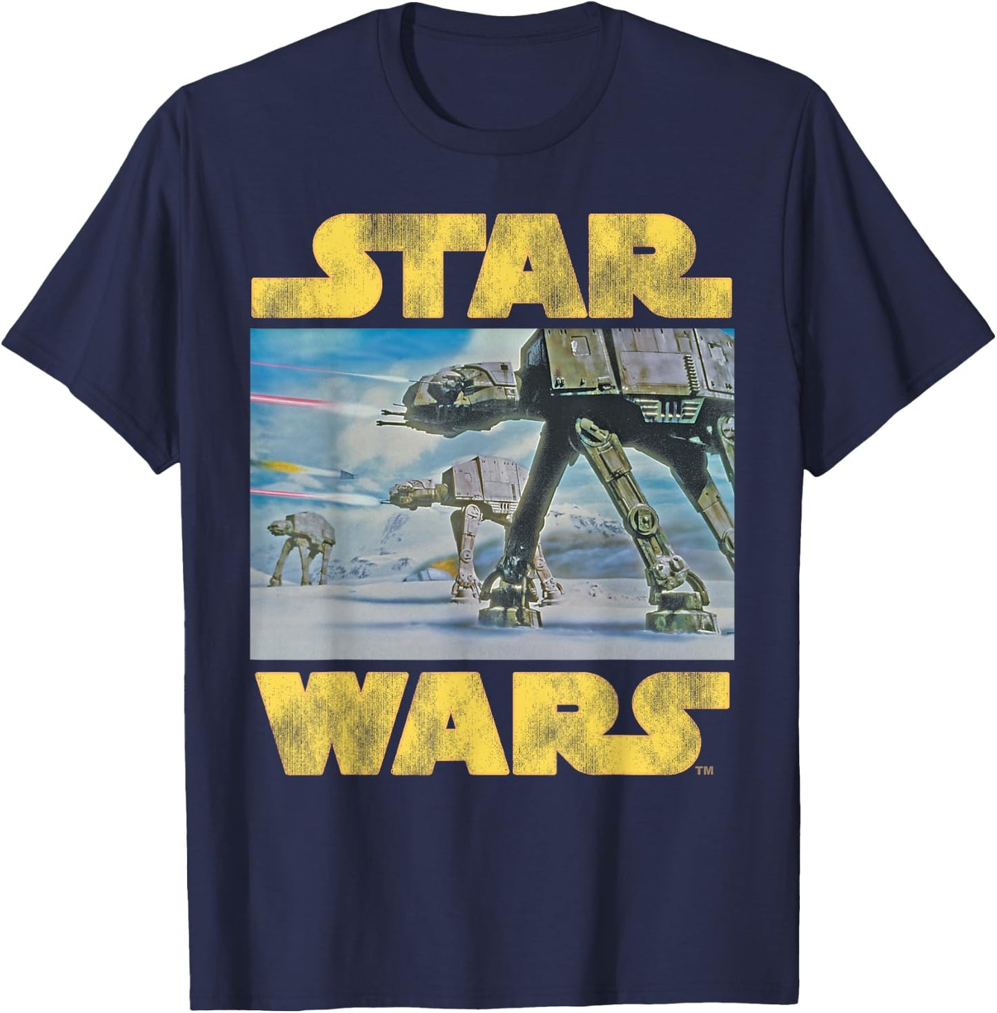 Star Wars Vintage Imperial AT-AT Battle of Hoth T-Shirt - T-Shirt | Navy