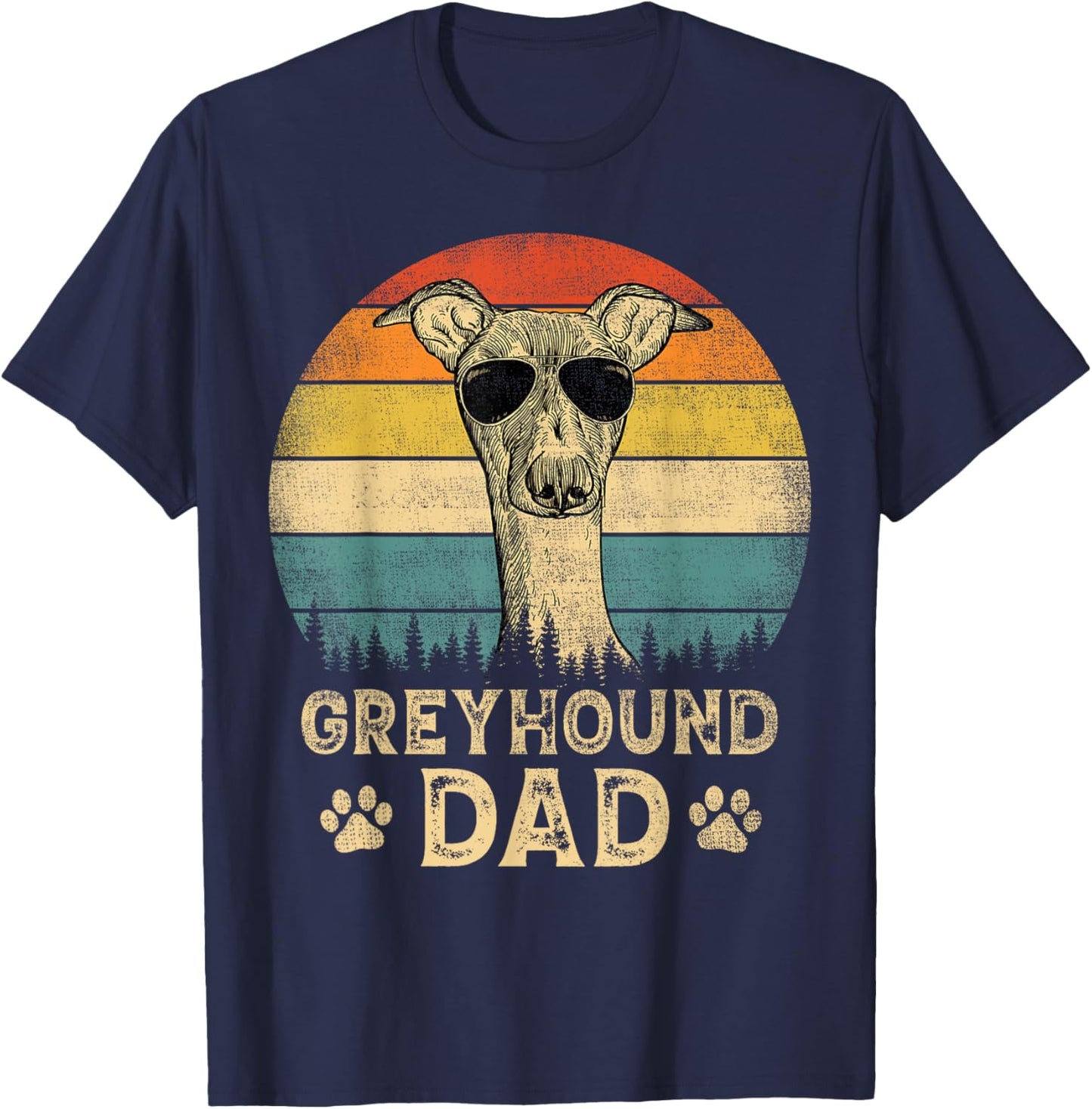 Vintage Greyhound Dad Dog Lovers Father's Day Men Women T-Shirt - T-Shirt | Navy