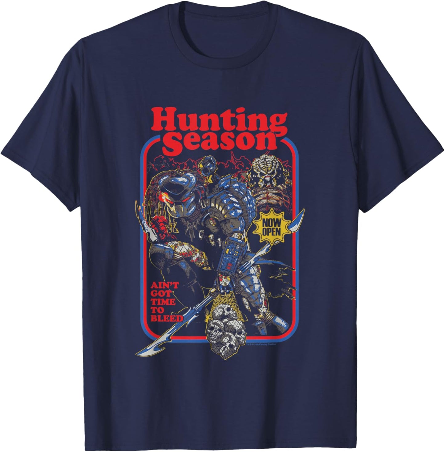 Predator Hunting Season Ain't Got Time To Bleed Retro Poster T-Shirt - T-Shirt | Navy