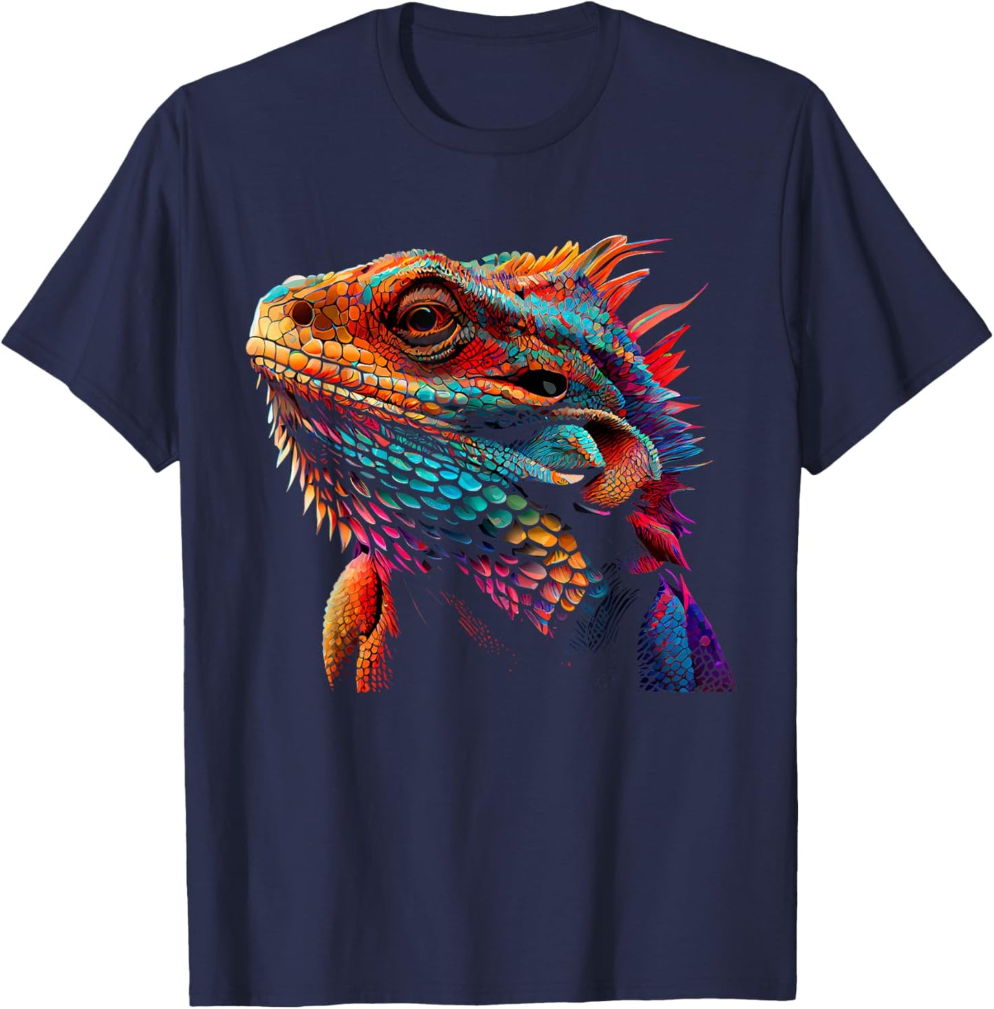 Bearded Dragon Lover Fun Colorful Cool Painting Art Cute Pet T-Shirt - T-Shirt | Navy