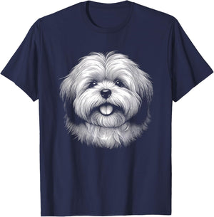 Lhasa Apso Dog Face Art Design and Men T-Shirt - T-Shirt | Navy