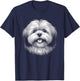 Lhasa Apso Dog Face Art Design and Men T-Shirt - T-Shirt | Navy