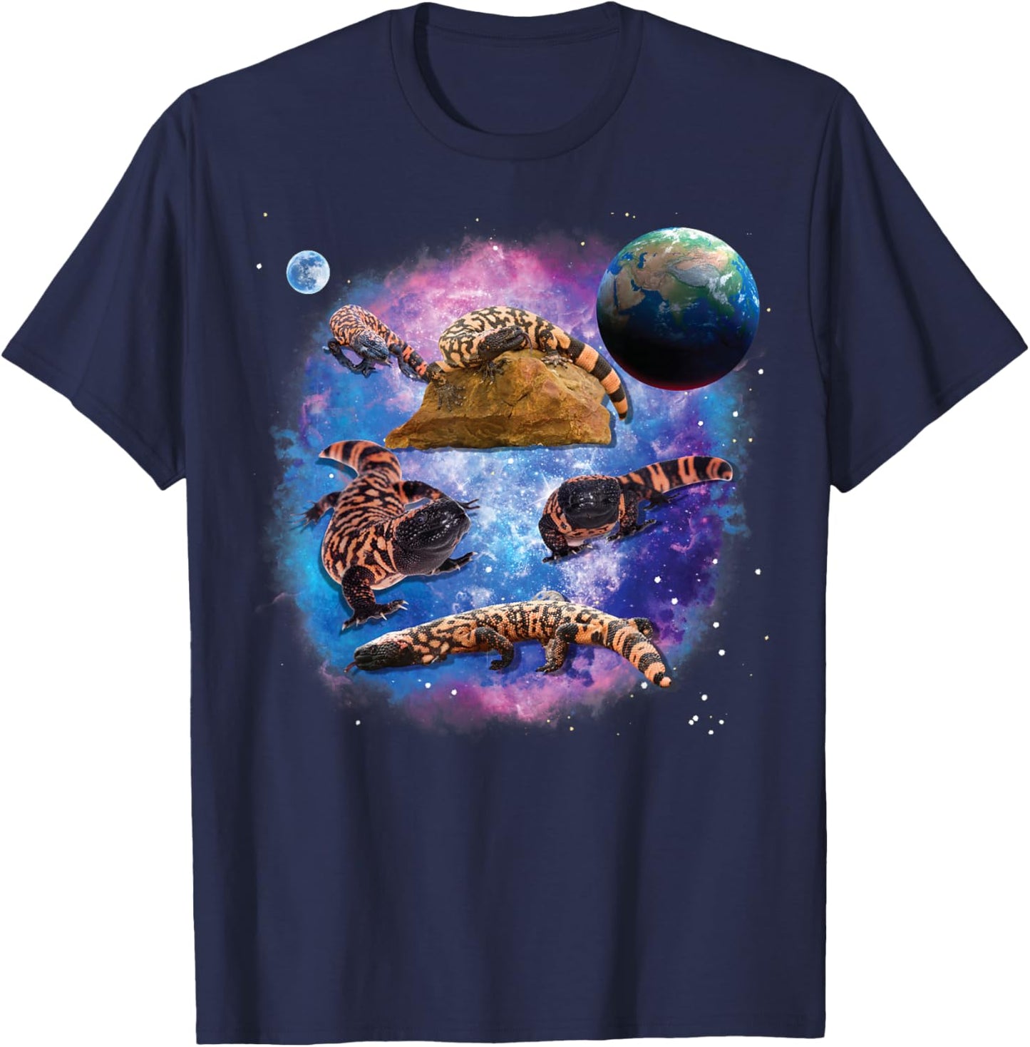 Gila Monster Lizards in The Galaxy, Space Gila Monster T-Shirt - T-Shirt | Navy