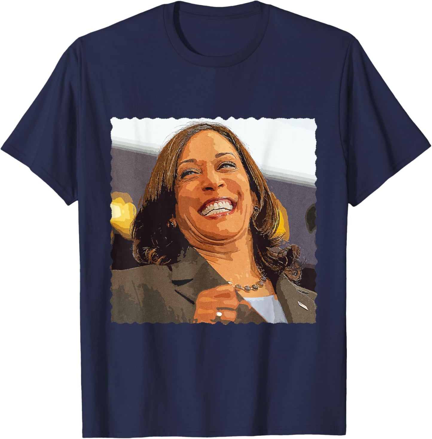 Cackling Kamala Harris Laughing T-Shirt - T-Shirt | Navy