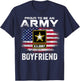 Proud To Be An Army Boyfriend With American Flag Gift T-Shirt - T-Shirt | Navy