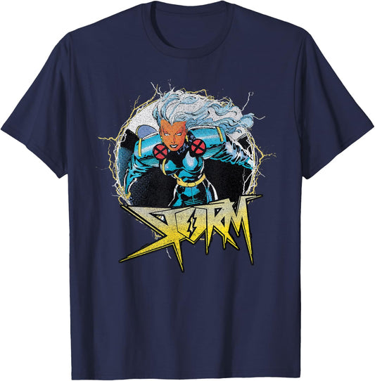 Marvel X-Men Storm Circle Portrait Logo T-Shirt - T-Shirt | Navy