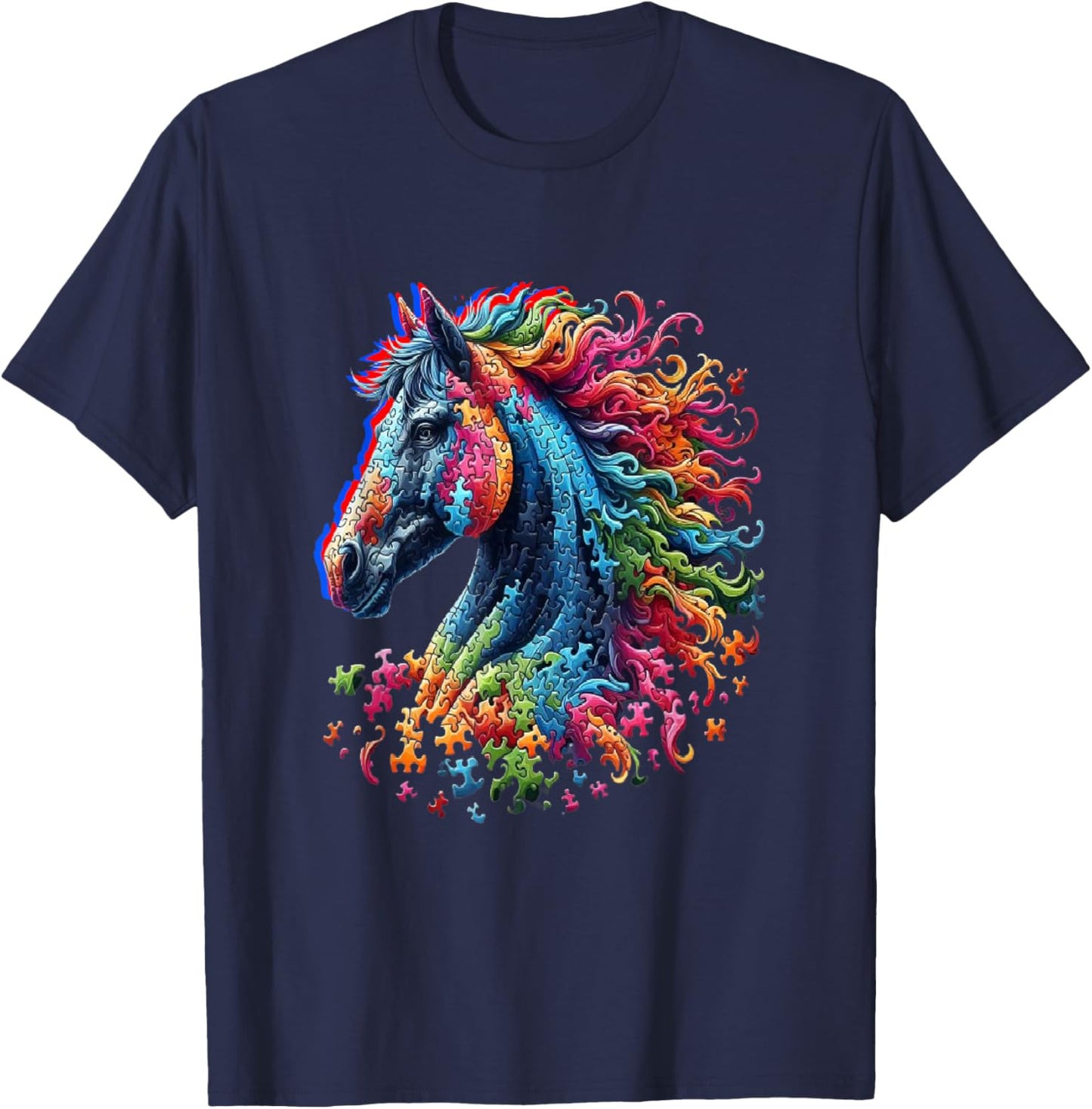 Autism Awareness Different Horses T-Shirt - T-Shirt | Navy
