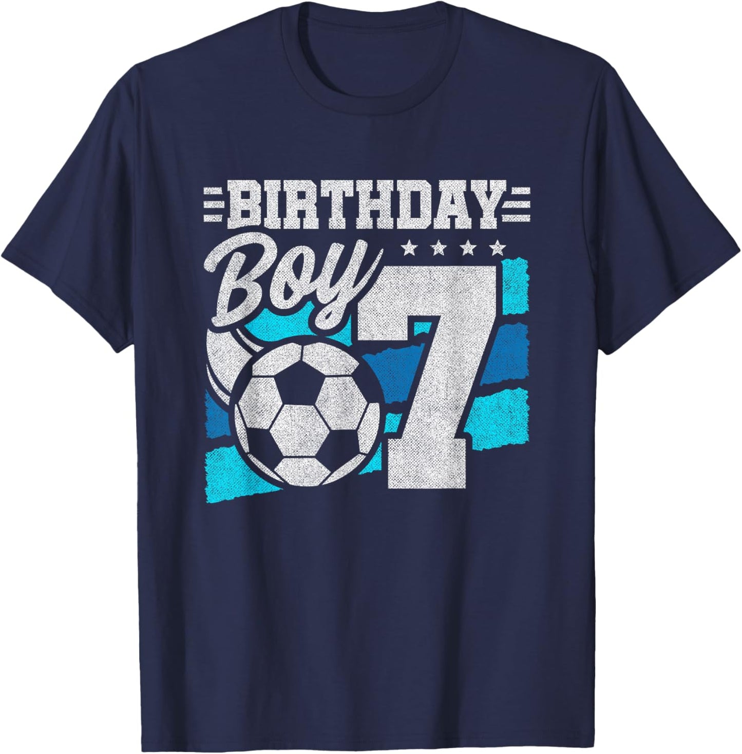 Soccer Birthday Party - 7 Year Old Boy - 7th Birthday T-Shirt - T-Shirt | Navy