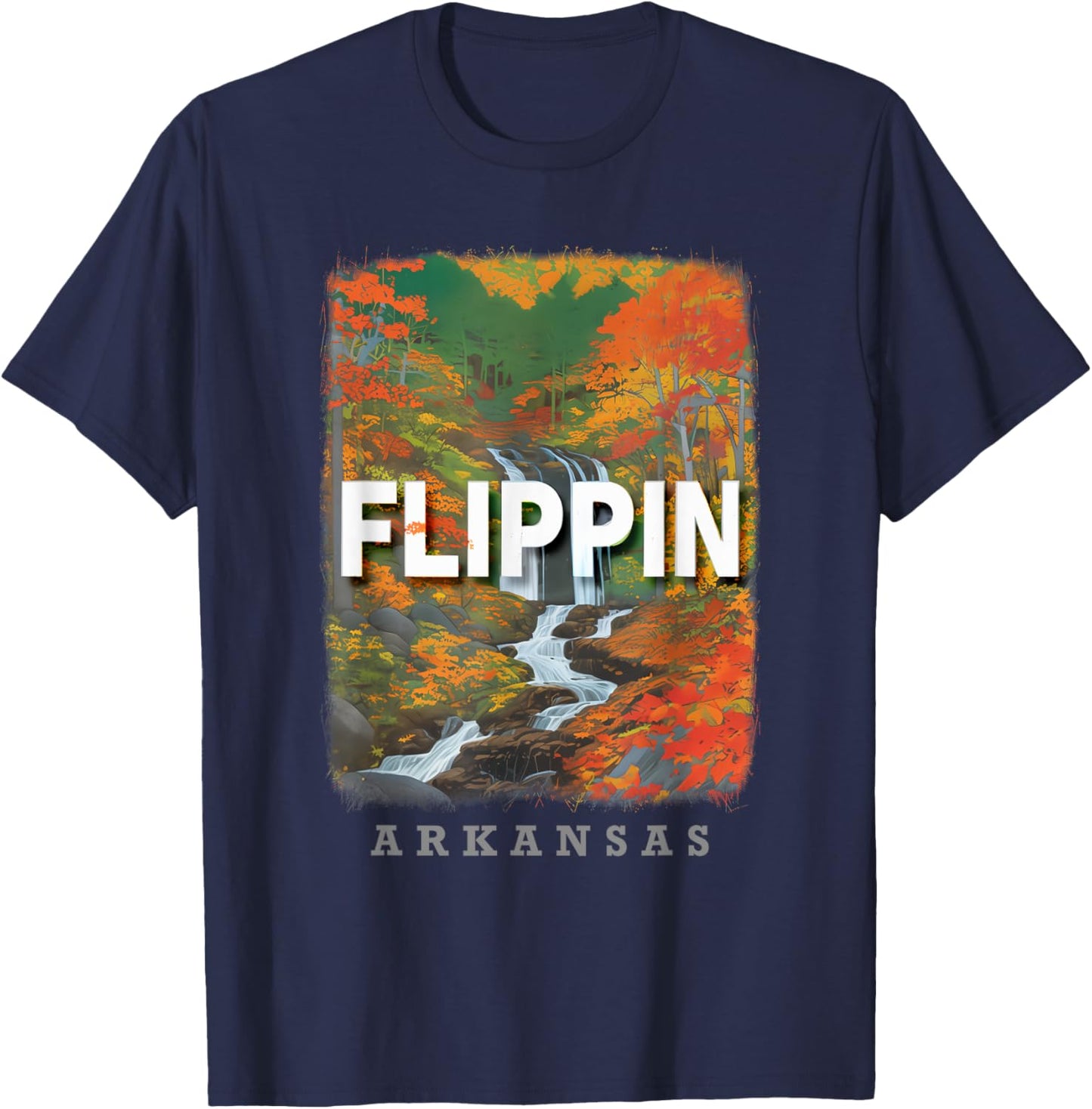 Flippin Arkansas AR Scenic Hiking Trails SD335 T-Shirt - T-Shirt | Navy