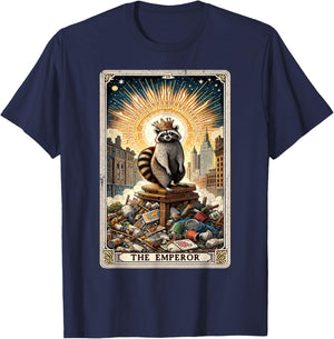 The Emperor Tarot Card Mystic Raccoon T-Shirt - T-Shirt | Navy