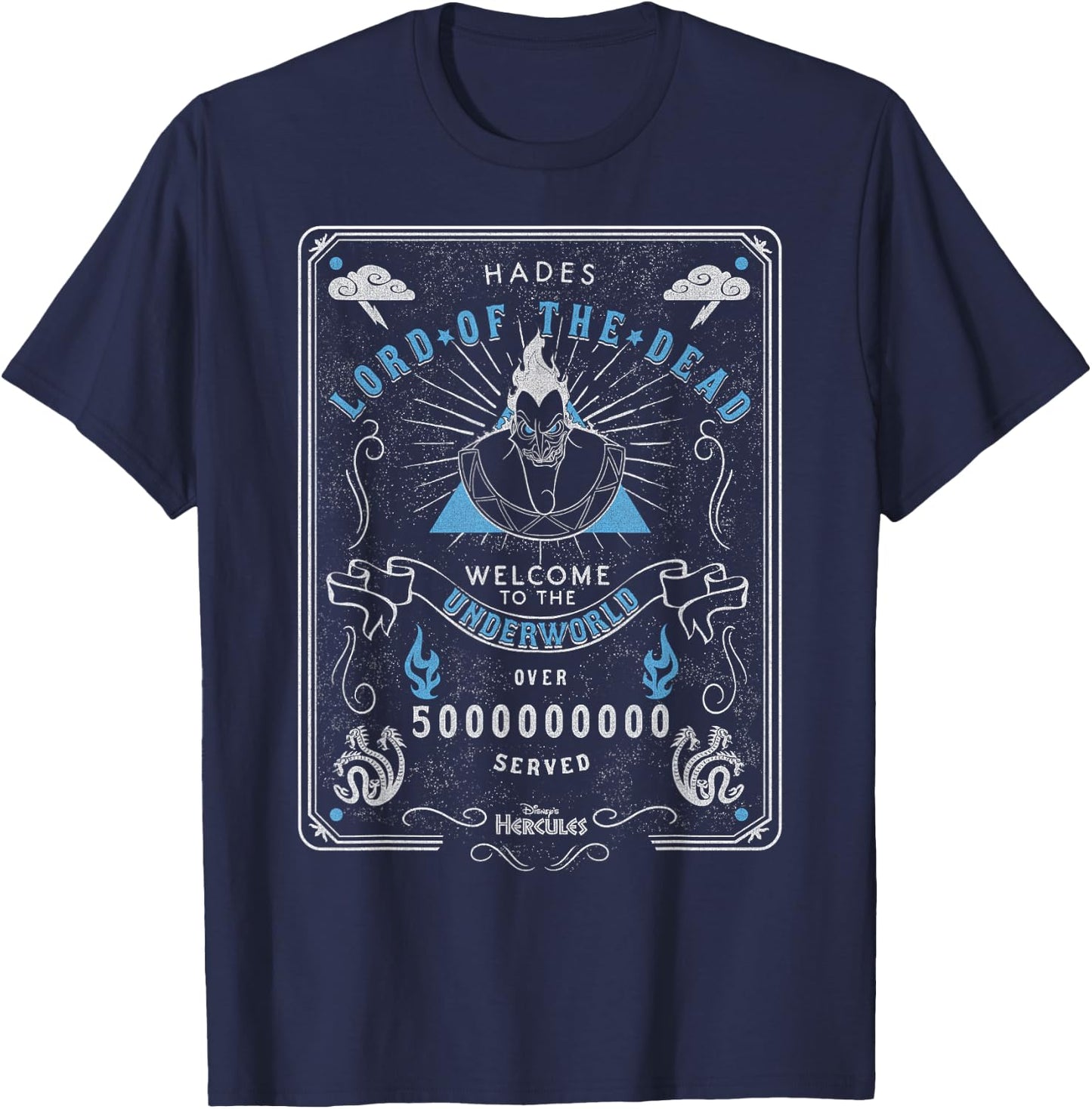 Disney Hercules Hades Lord Of The Dead Underworld Poster T-Shirt - T-Shirt | Navy