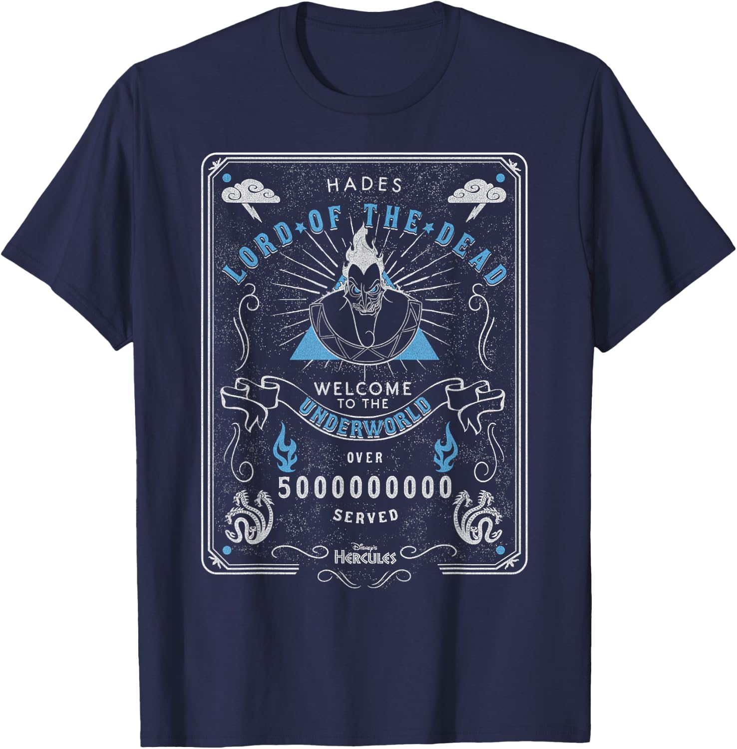 Disney Hercules Hades Lord Of The Dead Underworld Poster T-Shirt - T-Shirt | Navy