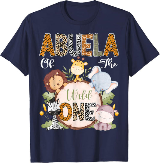 Abuela Of The Wild One 1St Birthday Safari Woodland T-Shirt - T-Shirt | Navy