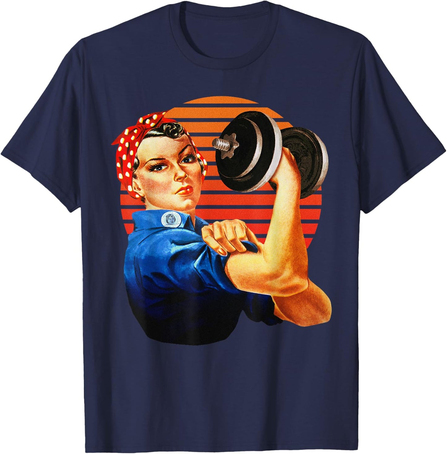 We Can Do It Rosie the Riveter Fun Fitness Workout Lifting T-Shirt - T-Shirt | Navy