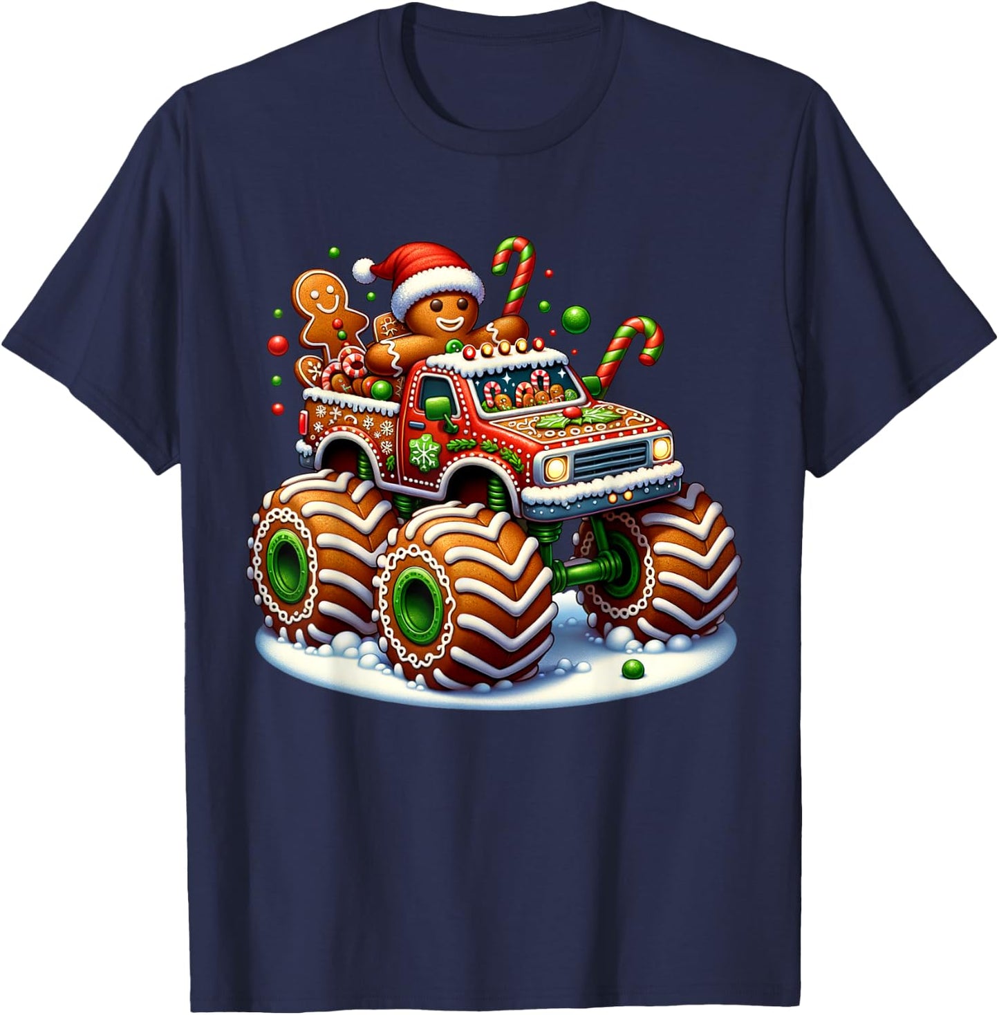 Funny Christmas Baking Cookies Truck Gingerbread Men Women T-Shirt - T-Shirt | Navy
