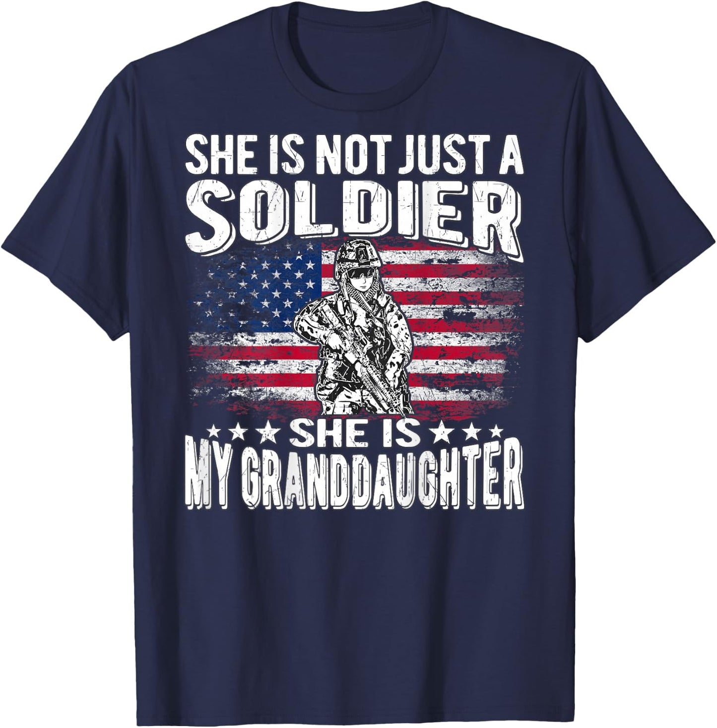 My Granddaughter Is A Soldier - Proud Military Grandparent T-Shirt - T-Shirt | Navy